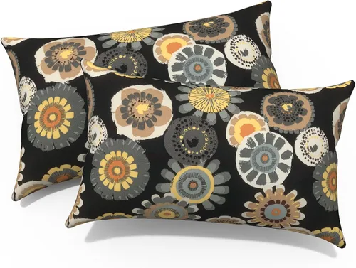 Miniatura 306 de Juego de 2 almohadas para exteriores de 16 x 16 pulgadas, repelentes al agua con interiores, para muebles de patio, hogar, jardín, geometría bohemia