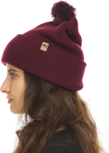 Miniatura 3 de Minus33 - Gorro de punto con pompón de peso medio, 100% lana merina, gorro de invierno