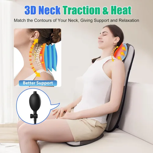 Miniatura 3 de Masajeador de Espalda Shiatsu con Calor, Cojín de Asiento para Silla de Masaje para Alivio del Estrés, Amasado de Tejido Profundo y Rodillo, 2
