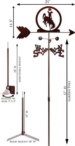 Miniatura 3 de SWEN Products Wyoming Bucking Horse Veleta (montaje ajustable incluido)