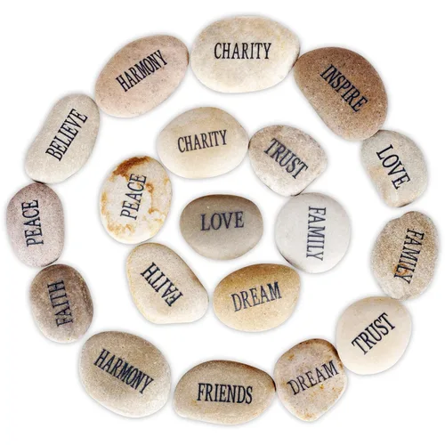 Miniatura 9 de Barelove 12 rocas para pintar pulidas grabadas, piedras de río, 12 palabras diferentes, piedras inspiradoras planas para artes, manualidades