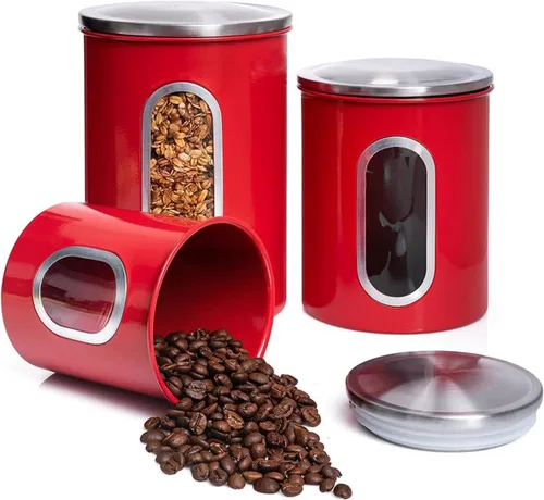 Miniatura 7 de Mixpresso Juego de 3 recipientes de color azul aguamarina para la cocina, juego de recipientes herméticos con ventana transparente, tarros de Azul