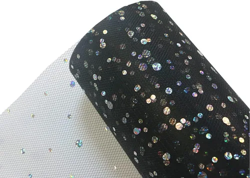 Miniatura 3 de DADAXIE - Rollos de tul con purpurina láser, rollo decorativo de tela de tul de 6 x 50 yardas (150 pies), color brillante para camino de mesa, Negro