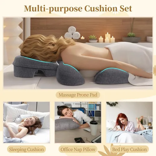 Miniatura 6 de Almohada de masaje boca abajo, almohada boca abajo para dormir, cojín ergonómico para la cabeza y cojín de pecho, cojín de masaje para dormir