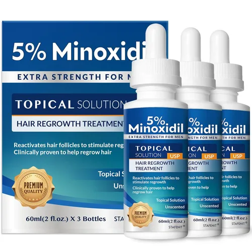 Minoxidil al 5% para Crecimiento del Cabello para Hombres y Mujeres: Suero de Tratamiento de Regeneración de Barba Extra Fuerte con Minoxidil y