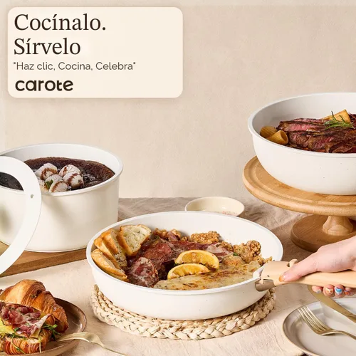 Miniatura 7 de CAROTE Juego de 19 piezas de ollas y sartenes antiadherentes, juego de utensilios de cocina con mango desmontable, ollas y sartenes de cocina