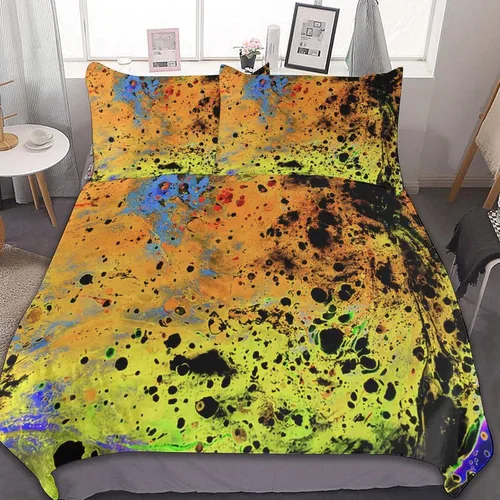 Miniatura 43 de Juego de 3 piezas de edredón neón que brilla en la oscuridad, funda de almohada de microfibra con cremallera para cama matrimonial, Queen