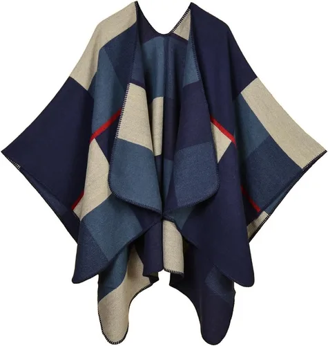 Miniatura 15 de KirGiabo Suéter a Cuadros para Mujer Poncho Capa Abrigo Frente Abierto Manta Chales y Envolturas