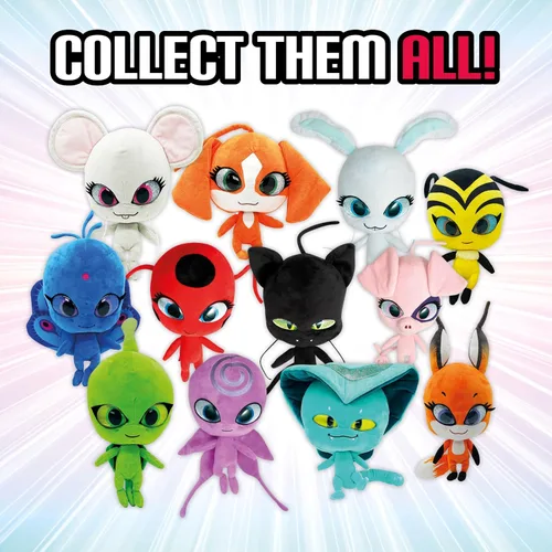 Miniatura 6 de Miraculous Ladybug - Kwami Mon Ami Duusu, juguetes de peluche de pavo real de 9 pulgadas para niños, juguete de peluche súper suave con ojos