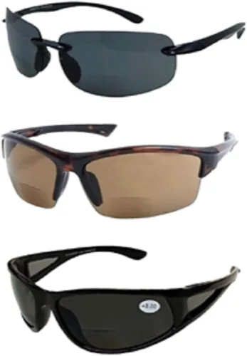 Miniatura 5 de The Classic Variety", 3 pares de lentes de sol unisex bifocales deportivos envolventes 2 pares tortuga/1 par negro