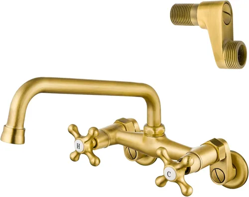 Miniatura 11 de Airuida Grifo de cocina de montaje en pared, boquilla de 6 pulgadas (5.9 in), grifo de fregadero de lavandería de montaje en pared, centro