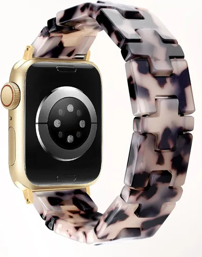 Miniatura 8 de JR.DM Pulsera elástica de resina con cuentas de tortuga para mujer, compatible con Apple Watch Band de 1.654 in (S3/2/1) 1.732 in 1.772 in 1.811 in