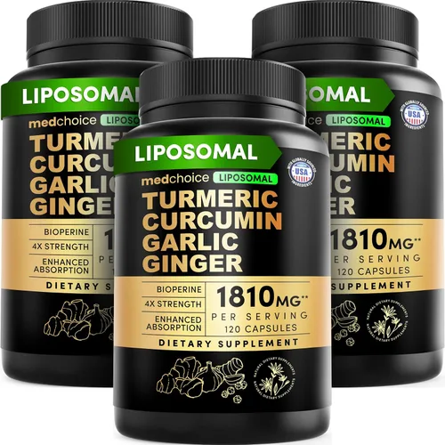 Miniatura 11 de Cúrcuma liposomal, suplementos de curcumina de alta absorción, mezcla sin OMG para comodidad digestiva y apoyo diario, suplemento de cúrcuma