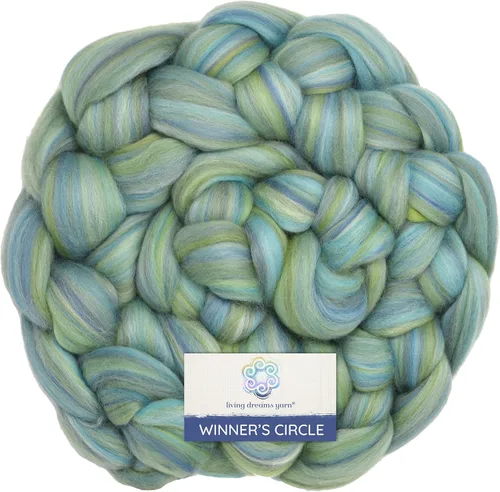 Winner's Circle Superfine Merino Fiber para hilar y fieltro. Top peinado súper suave en impresionantes mezclas de colores, Tidepool