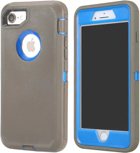 Funda para iPhone 8 y iPhone 7, resistente, con función atril, protector de pantalla integrado, 4 en 1, fuerte y resistente a prueba de golpes