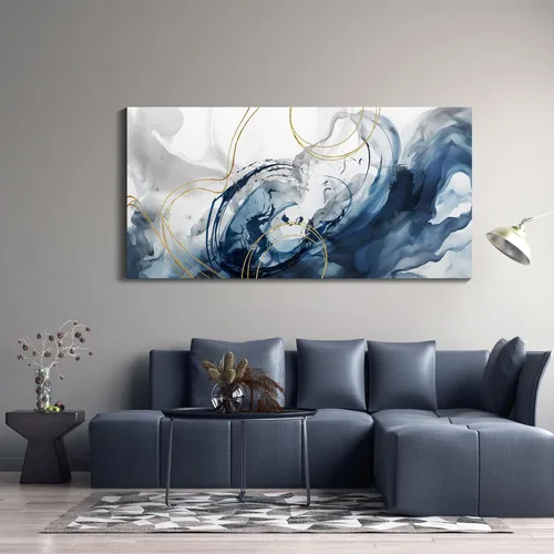 Miniatura 22 de Mofutinpo Arte de Pared en Lienzo Azul Decoración de Pared Abstracta Moderna para Sala de Estar Cuadros Contemporáneos para Decoración de Pared