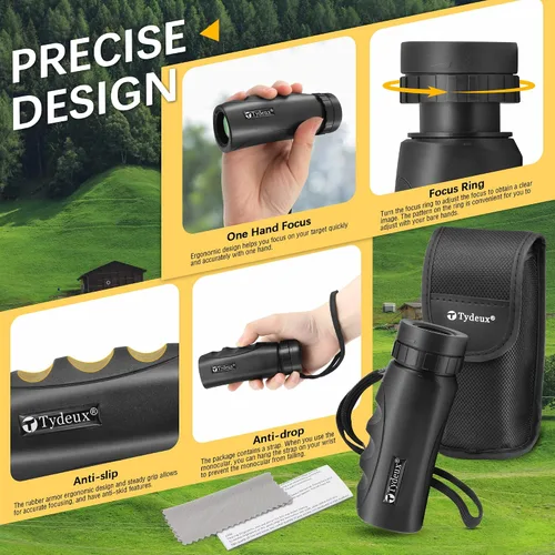 Miniatura 7 de Monocular compacto impermeable de 8 x 25 pulgadas, monoculares de telescopio de visión amplia de alta definición, viene con paño de limpieza