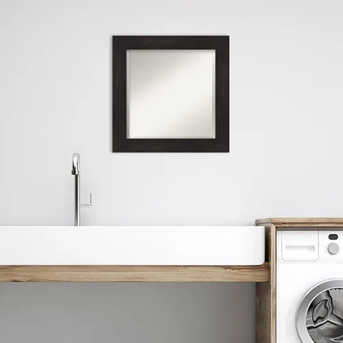 Miniatura 4 de Amanti Art Espejo de baño marrón para sobre lavabo, espejo de tocador cuadrado de 26x26 para muebles, marco espresso mediano casual, se cuelga