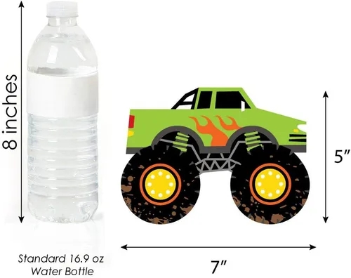 Miniatura 6 de Big Dot of Happiness Smash and Crash - Monster Truck - Decoraciones para fiestas de cumpleaños de niños, juego de 20