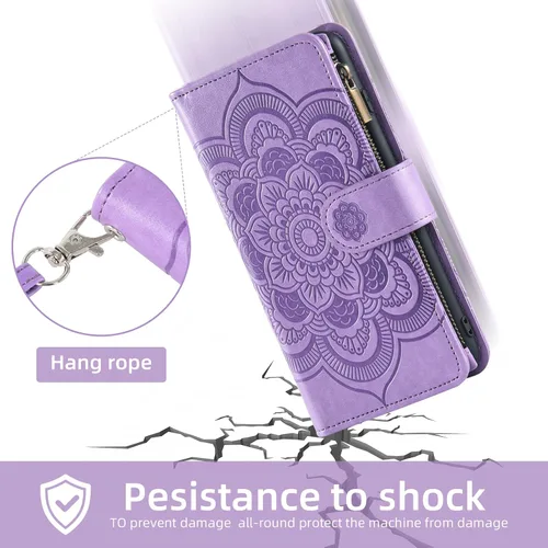 Miniatura 7 de Asuwish Funda de teléfono para Moto G Power 2021 con protector de pantalla de vidrio templado y tarjetero de cuero con diseño de flores, soporte