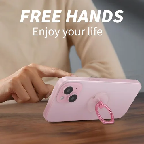 Miniatura 5 de Rosa Jsoerpay Soporte de Anillo para Teléfono Transparente de 2 Piezas, Soporte de Anillo para Teléfono con Rotación de 360° y Soporte de Dedo, rosa