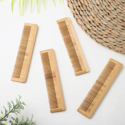 Miniatura 5 de Beavorty 5 peines de madera de bambú antiestático peine de madera natural peine de madera natural bigote peinado bolsillo peine para mujeres hombres