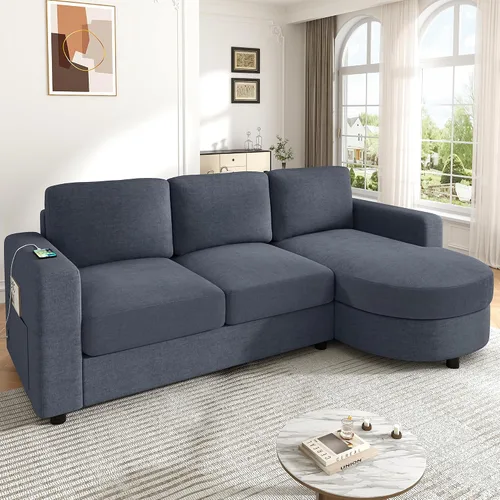 Miniatura 11 de Sofá moderno sin hueso con diseño curvo, sofá modular de felpilla de 2 piezas con 4 almohadas, esponja de felpa, cojín de resorte y esponja grande