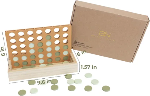 Miniatura 4 de Juego de mesa Neutral de madera Cuatro en fila, juego de mesa Montessori de viaje para dos jugadores estético para niños y adultos, perfecto como