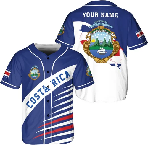 Leeprints - Camiseta de béisbol personalizada de Costa Rica, camiseta de béisbol costarricense para hombres y mujeres, camiseta de bandera de Costa