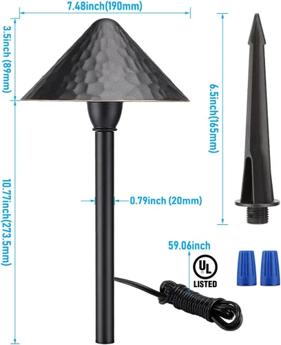 Miniatura 6 de LEONLITE Luz LED de camino de paisaje de bajo voltaje, 3 W 12-24 V CA/CC, iluminación de camino con cable, luz exterior para césped de patio, ETL