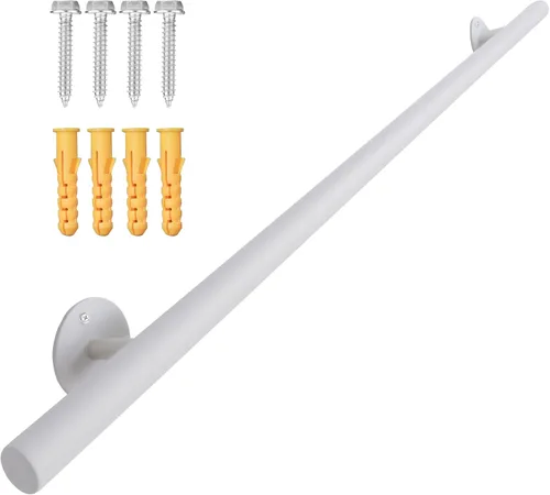 Barandilla de escalera blanca de 4 pies para interiores, barandillas de escalera de tubería de 48 pulgadas para montar en la pared, barandillas de