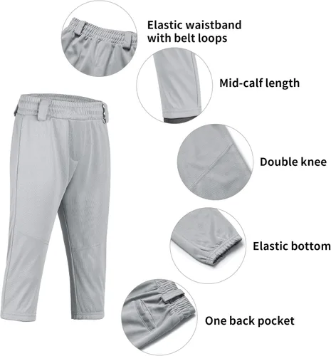 Miniatura 4 de QBK 2T3T4T5T a jóvenes niños pequeños Pantalones de béisbol Pantalones de béisbol Pantalones de sóftbol para niños pequeños Pantalones de béisbol