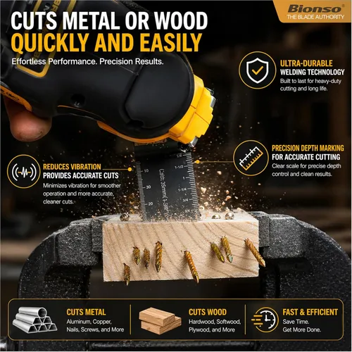 Miniatura 5 de Bionso Hoja de herramienta oscilante de titanio, 19 piezas, cuchillas multiherramienta universales profesionales para madera y metal, kits