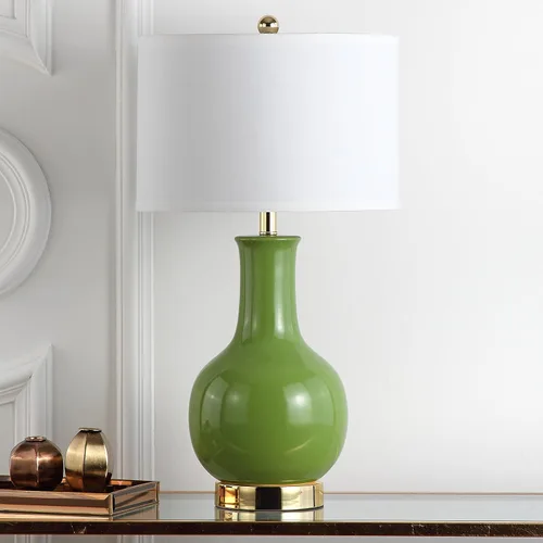 Miniatura 4 de SAFAVIEH Lighting Collection Paris - Lámpara de mesa moderna de cerámica verde de 28 pulgadas para dormitorio, sala de estar, oficina en casa
