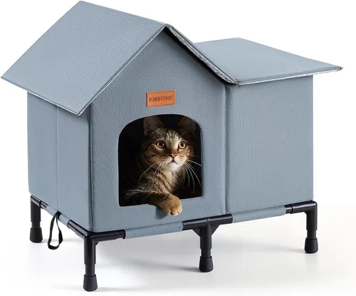 Casa de gatos al aire libre aislada resistente al agua para invierno refugio para gatos salvajes con fondo elevado diseño auto-calentamiento a