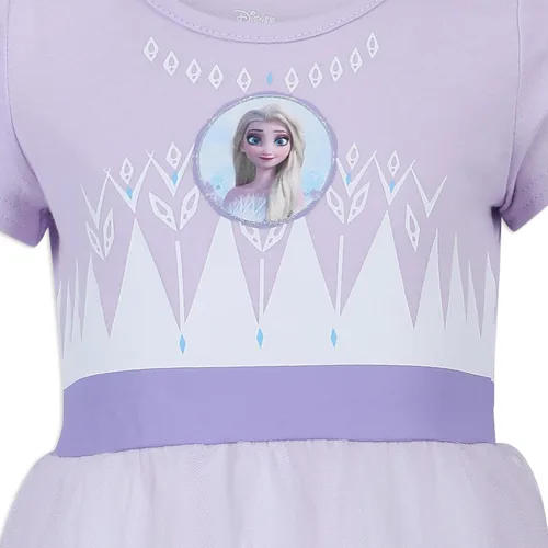 Miniatura 3 de Disney Vestido de Frozen para niñas, vestido de princesa Elsa copo de nieve, blancorosalila