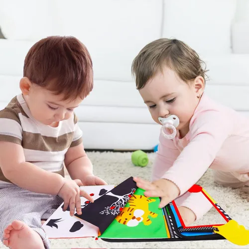 Miniatura 6 de Espejo para bebé Tummy Time, juguetes para bebés recién nacidos de 0 a 3 meses, desarrollo cerebral con libro de tela arrugada, mordedor