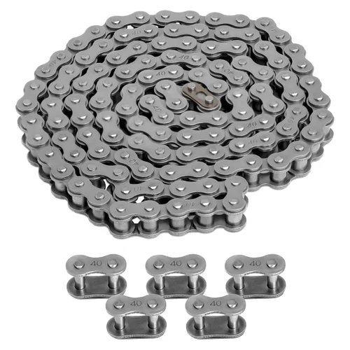 Miniatura 9 de 40 Cadena de Rodillos de 3 Pies con 5 Enlaces Conectores Gratuitos, Cadena de Acero al Carbono para Go-Kart, Sopladora de Nieve, Piñón, Moto