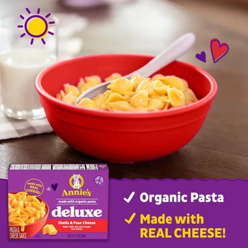 Miniatura 3 de Annie's Macarrones y queso de lujo con pasta orgánica, conchas y cuatro quesos, 11.3 onzas (paquete de 12)