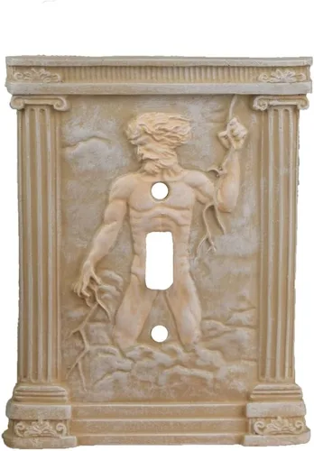 Miniatura 5 de Poseidón Dios del Mar Cubierta de Interruptor de Luz Esculpida en 3D - Cubierta de Placa de Interruptor de Pared de Poliresina de Palanca Simple
