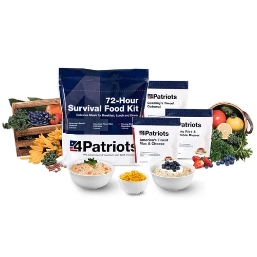 4Patriots suministro de alimentos para emergencias, kit de supervivencia para 72 horas, vida útil de 25 años, 16 porciones