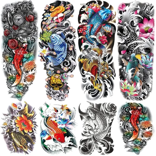 Miniatura 11 de Mangas temporales para tatuaje del 4 de julio para hombres y mujeres, 4 hojas grandes de brazo completo de Estados Unidos, patriótico 4 de julio