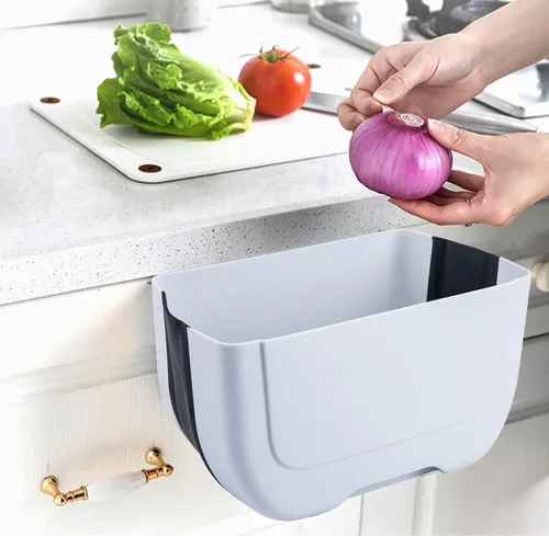 Mini cubo de basura plegable colgante para puerta de armario de cocina, pequeño cubo de basura plegable debajo del fregadero, cubo de basura