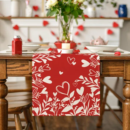 Miniatura 2 de Artoid Mode Camino de mesa con diseño de corazón rojo para el día de San Valentín, decoración de mesa de comedor de cocina de temporada