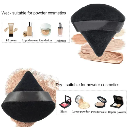 Miniatura 3 de 24 piezas de soplo de polvo triangular, de algodón lavable, para polvo suelto, cuerpo, base cosmética, herramienta de maquillaje (24 negro)