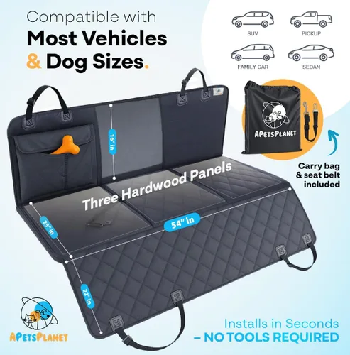 Miniatura 5 de APetsPlanet Funda de asiento de automóvil para perro para asiento trasero con parte inferior dura, extensor de asiento trasero impermeable