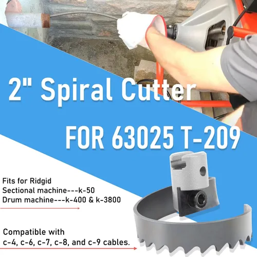Miniatura 2 de Cortador en espiral de 2 pulgadas para máquinas Ridgid K-50 K-400 K-3800 de tambor/seccionales para 63025 T-209