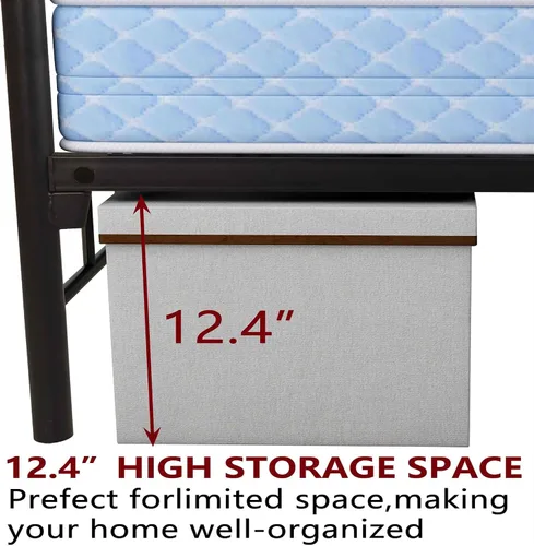 Miniatura 4 de Base de cama matrimonial de metal, plataforma moderna con cabecero/estribo, cámaras de base de colchón, base de cama resistente, no necesita somier