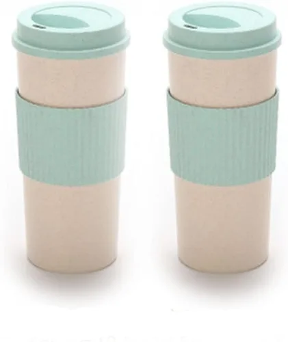 Miniatura 19 de Taza de café sellada con paja de trigo, taza de plástico portátil creativa, taza de alimentos de alto valor que acompaña a beber 16.9 fl oz/17 oz