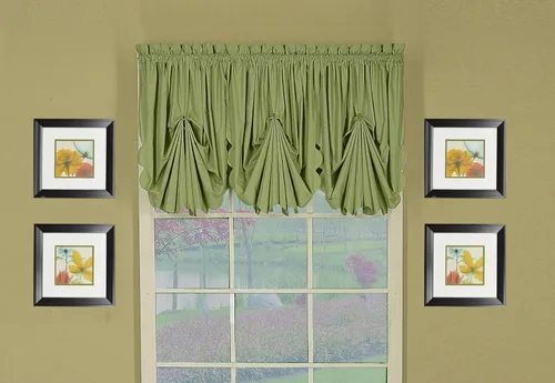 Miniatura 44 de Today's Curtain, Orleans - Cortina festoneada, inserto de ventilador azul, 30 pulgadas de ancho x 40 pulgadas de largo, azul